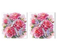 2 Pack Paint by Numbers for Adults, Diamond Rose, Paint by Numbers Kits, DIY Acrylic Oil Painting Sets, for 3-7 Year Old Beginners Children, for Home Decor, (Frameless) 40x40cm L0DY-957