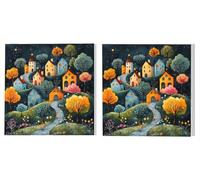 2 Pack Paint by Numbers for Adults, Small Town Scenery, Paint by Numbers Kits, DIY Acrylic Oil Painting Sets, for 3-7 Year Old Beginners Children, for Home Decor, (Frameless) 100x100cm L0DY-807