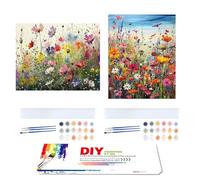 2 Pack Paint by Numbers for Adults Wildflowers(with Gifts Box),Flowers Numbers Painting Adults,Flowers Painting by Numbers for Adult DIY Acrylic Oil Painting Kits,Home Wall Decor 16x20in