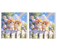 2 Pack Paint by Numbers Kits, Adults Paint by Number Kit, Cute Cat, with 3 Paintbrushes and Acrylic Paints, DIY Home Wall Decor Art, Ladies' Gift (Frameless) 35x35cm L1DY-408