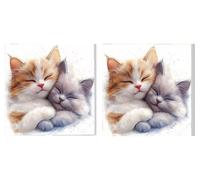 2 Pack Paint by Numbers Kits, Adults Paint by Number Kit, Cute Little Cat, with 3 Paintbrushes and Acrylic Paints, DIY Home Wall Decor Art, Ladies' Gift (Frameless) 50x50cm L1DY-412
