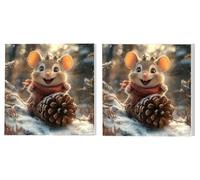 2 Pack Paint by Numbers Kits, Adults Paint by Number Kit, Nut Hamster, with 3 Paintbrushes and Acrylic Paints, DIY Home Wall Decor Art, Ladies' Gift (Frameless) 70x70cm L1DY-380