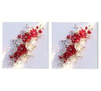 2 Pack Paint by Numbers Kits, Adults Paint by Number Kit, Red and White Flowers, with 3 Paintbrushes and Acrylic Paints, DIY Home Wall Decor Art, Ladies' Gift (Frameless) 50x50cm L1DY-268