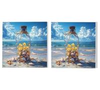 2 Pack Paint by Numbers Kits, Adults Paint by Number Kit, Sea Star Beach, with 3 Paintbrushes and Acrylic Paints, DIY Home Wall Decor Art, Ladies' Gift (Frameless) 70x70cm L1DY-245