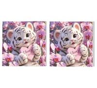 2 Pack Paint by Numbers Kits, Adults Paint by Number Kit, The Tiger is Cute, with 3 Paintbrushes and Acrylic Paints, DIY Home Wall Decor Art, Ladies' Gift (Frameless) 70x70cm L1DY-450