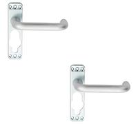 2 Pack | Pair Safety Lever on Inner Backplate - 152mm Door Handle - Satin Aluminium | Lever on Backplate Door Handle - Internal Door Hardware - Lock, Euro, Oval and Latch Options Available