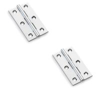 2 Pack - Pair Solid Brass Cabinet Butt Hinge - 64mm - Polished Chrome Premium Cupboard