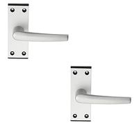 2 Pack | Pair Straight Lever on Latch Backplate Door Handle - 102 x 38mm- Satin Aluminium | Lever on Backplate Door Handle - Internal Door Hardware - Lock, Euro, Oval and Latch Options Available