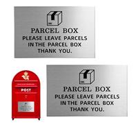 2 Pack Parcel Box Sign, Parcel Box Sticker with Adhesive Backing, 15x10cm Please Leave Parcels Here Sign, Aluminum Plaque Parcels Sticker for Delivery Notice, Mail Boxes, Packages, Post, Outside