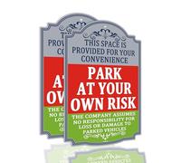 2 Pack Park at Your Own Risk Sign,This Space Is Provided For your Convenience This Company Assumes No Responsibility For Loss Or Damage To Parked Vehicles ，12 x 18 inches Rust Free Aluminum ，Easy to