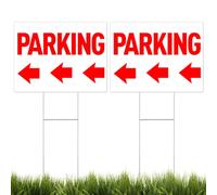 2 Pack Parking Sign with Stand, Large Parking Signs 16" x 12" with Metal Stake, Left Directional Arrows Easier to Identify, Durable Waterproof No Fading Outdoor Parking Sign for Party Wedding Garage