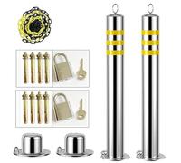 2 Pack Parking Space LockRemovable Metal Driveway Posts with Padlock for Alley Entrance Secure Design for Private Parking Durable and WeatherResistant