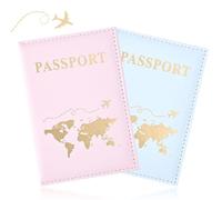 2 Pack Passport Cover, PU Leather Passport Holder, Travel Wallet for Passport, Ticket Card, Boarding Passes, Credit Card, Business Cards