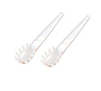 2 Pack Pasta Server Spoon, Multifunction Noodle Strainer Spoon, Pasta Serving Spoon with Egg Separator, Heat Resistant Kitchen Colander Scoop for Spaghetti, Noodles, Dumplings & Eggs, White