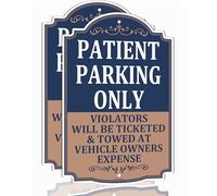 2 Pack PATIENT PARKING ONLY Signs violators will be ticketed&towed at vehicle owners expense 18 x12 inches Metal Reflective Rust Aluminum UV Protected Waterproof Sturdy Easy Mounting