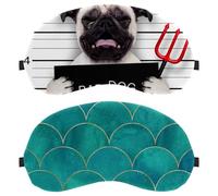 2 Pack Peacock Blue Mermaid Scale Pattern Sleep Mask for Back and Side Sleeper, 100% Light Blocking Eye Mask, Adjustable & Breathable Sleeping Eye Cover, Zero Eye Pressure