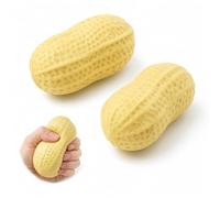 2 Pack Peanut Squishy Pill Shaped Compressible Objects Realistic Yellow Shell Texture Soft Peanuts Lightweight Quiet Portable For Desk Travel Bag Fun Gift