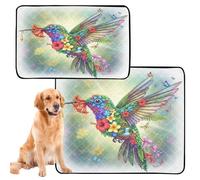 2 Pack Pee Blanket for Dogs Cat Pee Pads for Indoor Cats Anti Slip Rug for Car 24x36in+36x42in Hummingbird Tropical Garden Collage