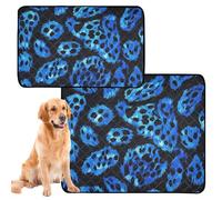 2 Pack Pee Blanket for Dogs Dog Mats Washable Dog Anti Slip for Travel 24x36in＋36x42in Blue Black Leopard Print