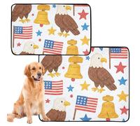2 Pack Pee Blanket for Dogs Dog Pee Pads Washable Anti Slip Rug for Car 24x36in+36x42in 4th_July_Eagles_Picture_Book_Pattern