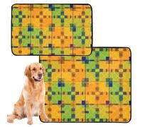 2 Pack Pee Blanket for Dogs Muddy Mats for Dogs Large Washable Anti Slip Mat for Indoor 24x36in+36x42in Orange Green Plaid