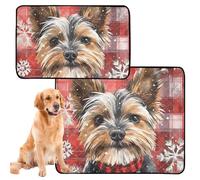 2 Pack Pee Blanket for Dogs Muddy Mats for Dogs Washable Dog Anti Slip for Beach 24x36in＋36x42in Colorful Dog Buffalo Plaid Christmas