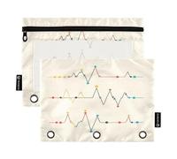 2 Pack pencil pouches 3 Rings Binder Clear Window Stationery Case Zipper Pen Case Cosmetic Bags Office College Supplies Doctors Day Electrocardiogram