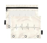 2 Pack Pencil Pouches Fits Standard 3-Rings Binders Binder Pencil poucheses with Clear Window Zipper Pen Case Office Daily College Supplies Doctors Day Electrocardiogram