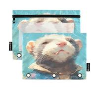 2 Pack Pencil Pouches Fits Standard 3-Rings Binders Clear Window Stationery Case Zipper Pen Case Cosmetic Bags Office Daily College Supplies Tea Style