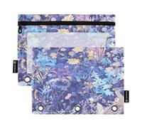 2 Pack pencil pouches Fits Standard 3-Rings Binders Clear Window Stationery Case Zipper Pen Case School Office Cosmetic Children Supplies Oregano Style