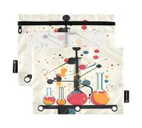 2 Pack Pencil Pouches for 3 Rings Binder Binder Pencil Bag with Clear Window Zipper Pen Case for Children Home Travel Storage Container Science Chemical Set