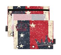 2 Pack Pencil poucheses for 3 Rings Binder Clear Window Stationery Case Pen Bag with Zipper Bulk for School Students Classroom Office Juneteenth Black King