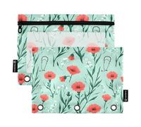 2 Pack pencil poucheses for 3 Rings Binder Pen Holder Case with Clear Window Binder Pen Case with Zipper for Children Home Travel Storage Container Doctors Day Carnation