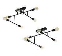 Stylish 2 Pack Black Chrome Pendant Ceiling Lights With Criss Cross Design