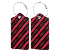 2 Pack Peppermint Candy Cane Red Stripes Christmas Luggage Tags for Suitcases PU Leather Privacy Protection Bag Tags Travel Essentials