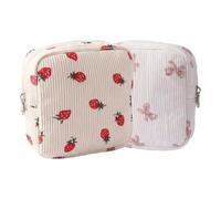 2 Pack Period Bag, Cute Corduroy Sanitary Pad Storage Pouch | Compact menstrual kit bag for teen girls and women, fits in purse or makeup case, assorted colours
