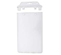2 Pack - Permanent Locking Hard Plastic Badge Holder - Vertical Clear Heavy Duty Secure Case Holder for One or Two I'd Cards by Specialist ID