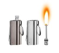 2 Pack Permanent Match Infinity Lighter, Multitool Keychain Bottle Opener for Men, Reusable Waterproof Metal Match Strike Anywhere, Forever Flint Fire Starter for Outdoor Survival,Style1