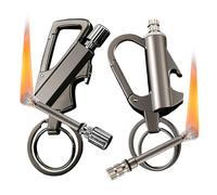 2 Pack Permanent Match Infinity Lighter with Keychain Bottle Opener, Reusable Waterproof Matchs Strike Fire Starter, Metal Fire Starters for Outdoor Adventures Survival (No Fuel)-Black+Black
