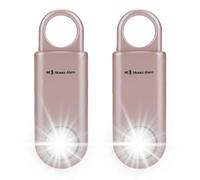 2 Pack Personal Safety Alarm with Ultra Bright Strobe Light. 130dB Loud SOS Keychain Siren for Women, Students, Night Runners, Hiking Bear Alarm. Emergency Self Defense Alerts. Rose Gold
