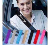 2 Pack - Personalised Car Seat Belt Pads with Embroidered Name, Comfort Harness Seatbelt Covers, Customized Car Accessories Universal Seatbelt Pad - Travel Car Seat Belt Covers for Sedan SUV Trucks