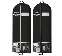 [2 Pack] Personalised Cheer Uniform Covers - Custom Garment Bags with Clear Window Embroidered Team Name with 2 Quick-Access Pockets, Travel Hanging Bags Clergy Outfits Suit Bag for Closet Storage