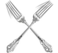 [2 Pack] Personalised Vintage Wedding Forks, Custom Luxury Dinner Forks Engraved with Name/Date, Customized Antique Baroque Flatware for Dessert Cake Salad Gift for Party Favors Engagements