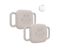 2-Pack Pet Case for HH-Tech Smart Tag- Protective Waterproof Silicone Cover,toergy GPS Finder Sleeve, Anti-Lost Safety Design, Dog Collar & Cat Loop Holder, White