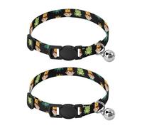 2 Pack Pet Collars Cartoon Prince Golden Crown Kitten Bell Collar, Adjustable 10.6 to 17.1 Inches