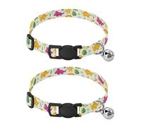 2 Pack Pet Collars Dino Pastel Cream Puppy Collar with Bell, Adjustable 10.6 to 17.1 Inches