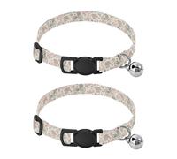 2 Pack Pet Collars Flower Pink Paris Vintage Dog Collar with Bell, Adjustable 10.6 to 17.1 Inches