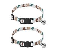 2 Pack Pet Collars Flying Doves White Brown Decorative Pet Collar with Bell, Adjustable 10.6 to 17.1 Inches