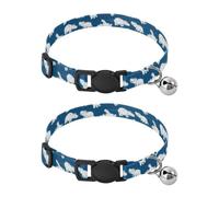 2 Pack Pet Collars Funny Rhino Navy Dog Collar with Bell, Adjustable Length 10.6" to 17.1"