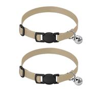 2 Pack Pet Collars Pale Ocre Dog Bell Collar, Adjustable 10.6 to 17.1 Inches
